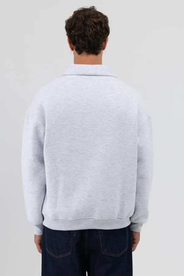 Oversize Fermuarlı Dik Yaka Sweatshirt Karmelanj