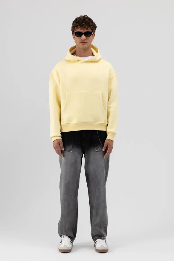 Sweat-shirt à capuche basique jaune