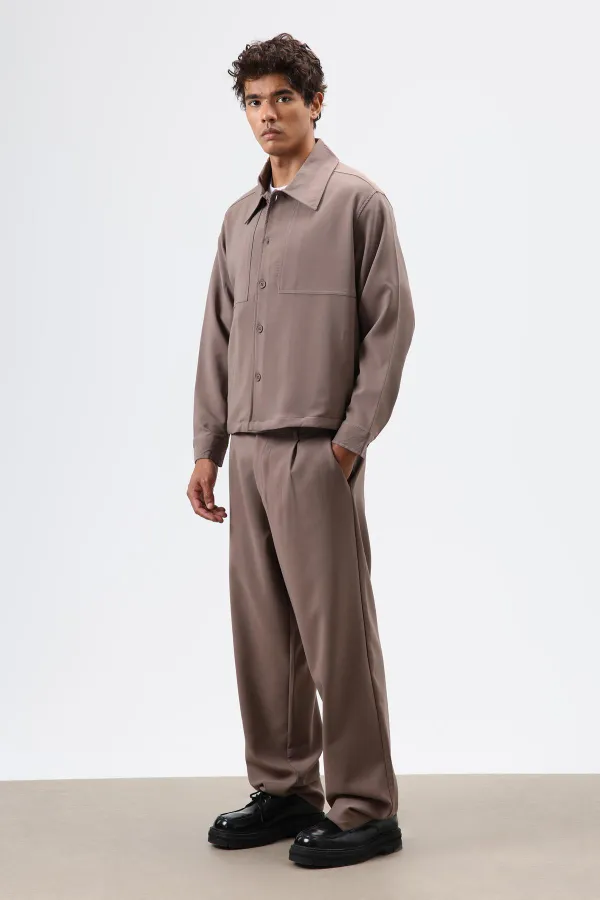 Baggy Fit Kumaş Pantolon Vizon