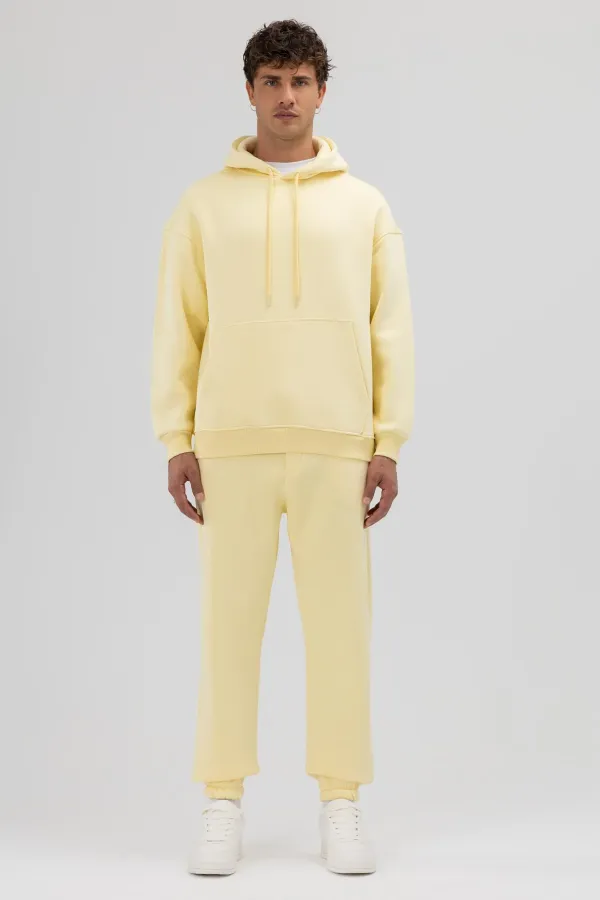 Basic Oversize Hooded Sweatshirt Yellow
