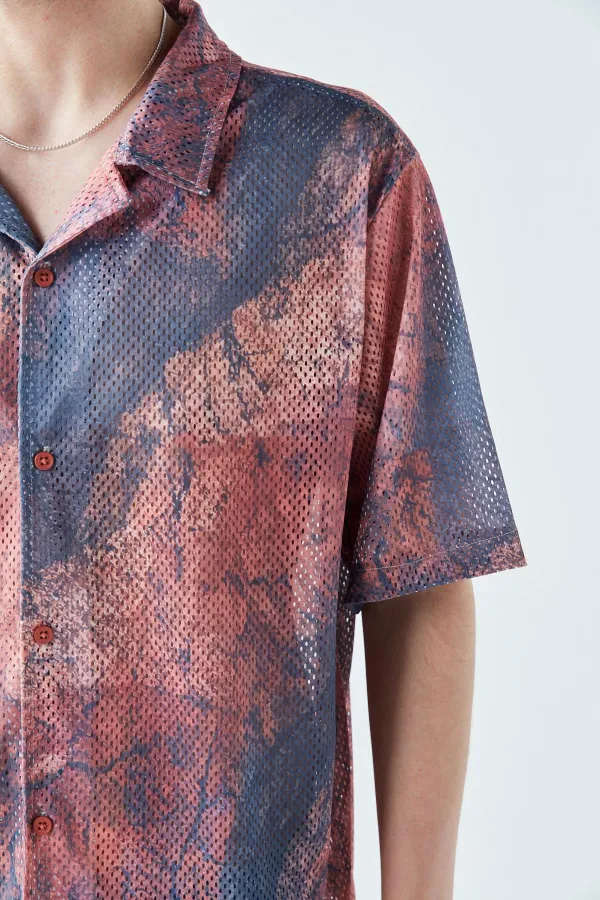 Patterned Corduroy Oversize Shirt Pattern-5