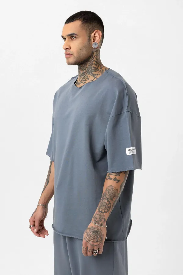 Etiket Detaylı Oversize Eşofman Takım Füme