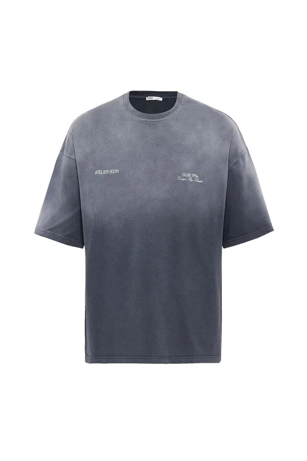 Yıkamalı Oversize Tişört Siyah