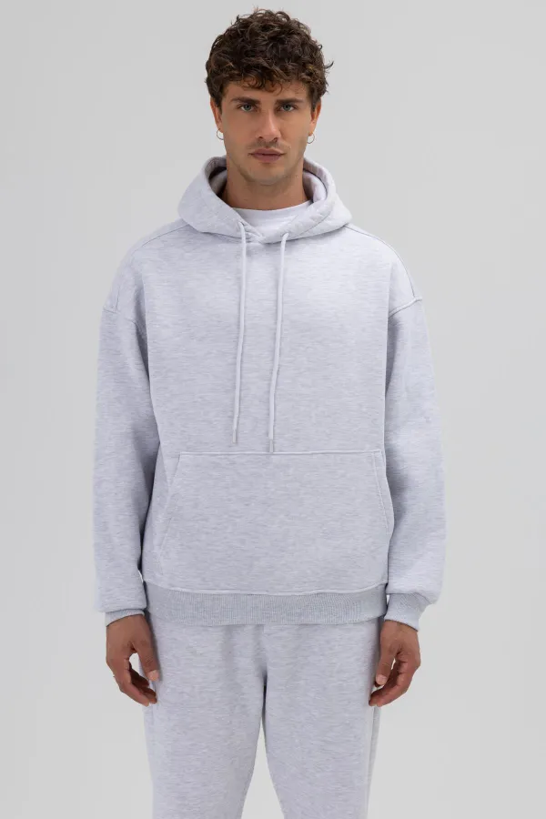 Basic Oversize Kapüşonlu Sweatshirt Karmelanj
