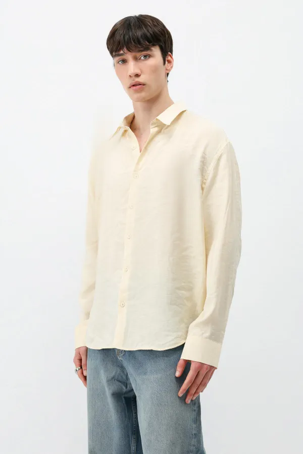 Chemise oversize jaune en modal