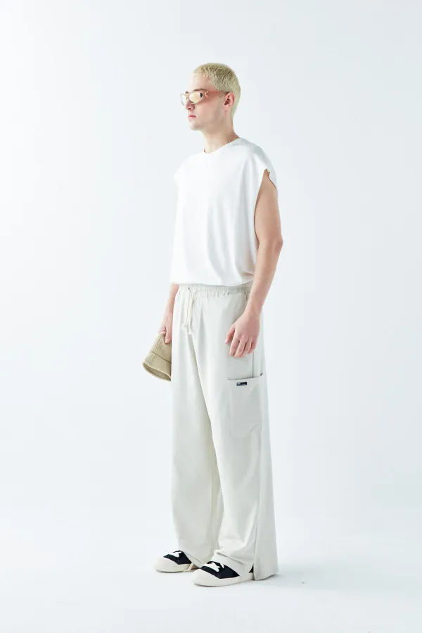 Pantalon de survêtement oversize avec ourlet travaillé et poches latérales, gris glacé