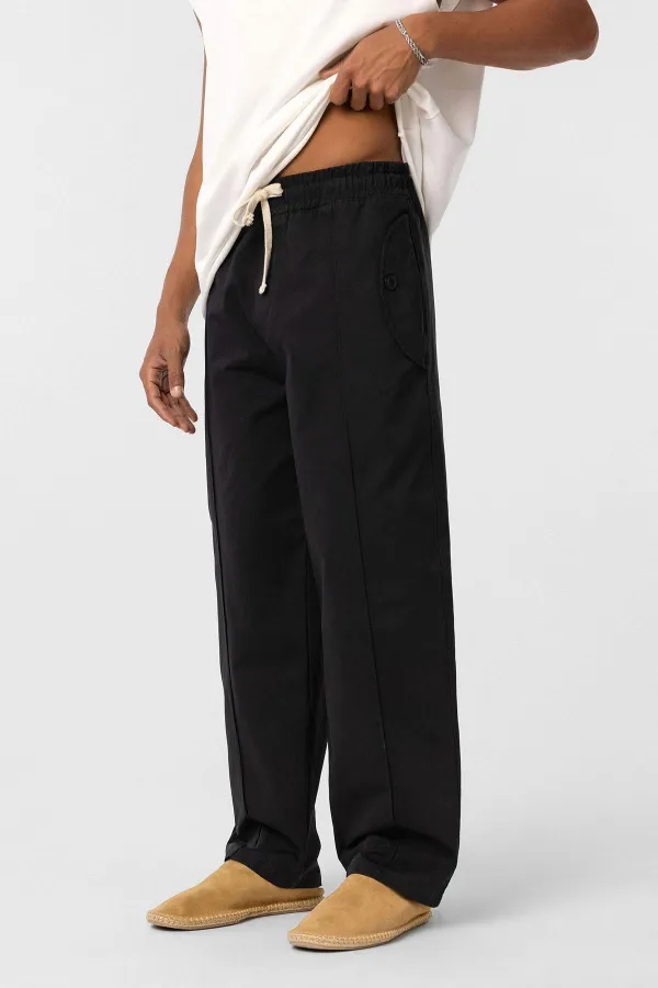 Bağcıklı Baggy Gabardin Pantolon Siyah