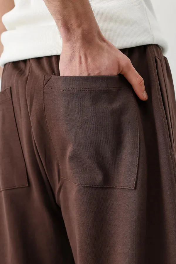 Balloon Fit Eşofman Alt Kahve