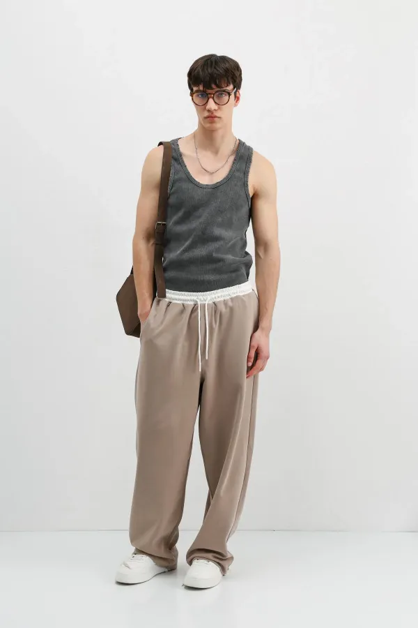 Baggy Fit Eşofman Alt Vizon