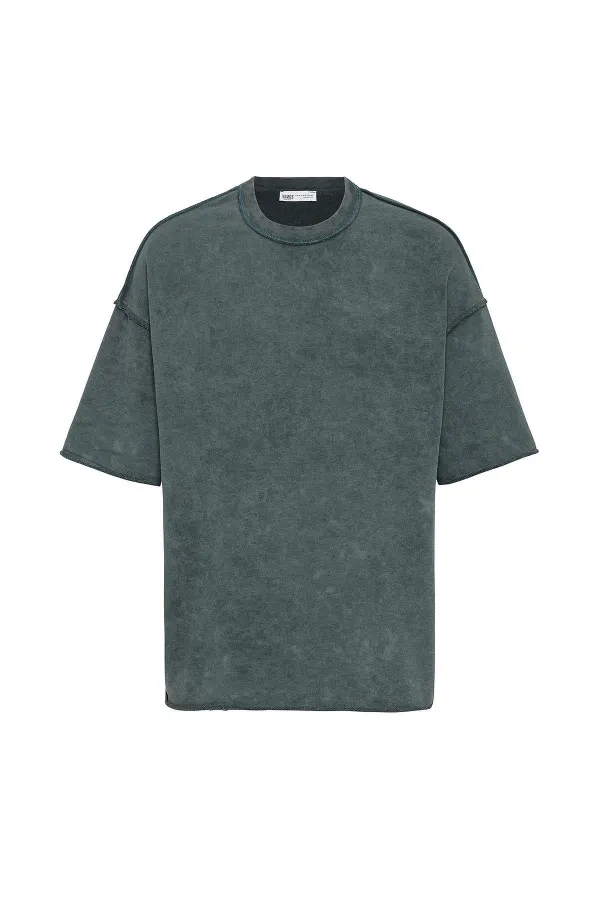 Yıkamalı Oversize Tişört Nefti