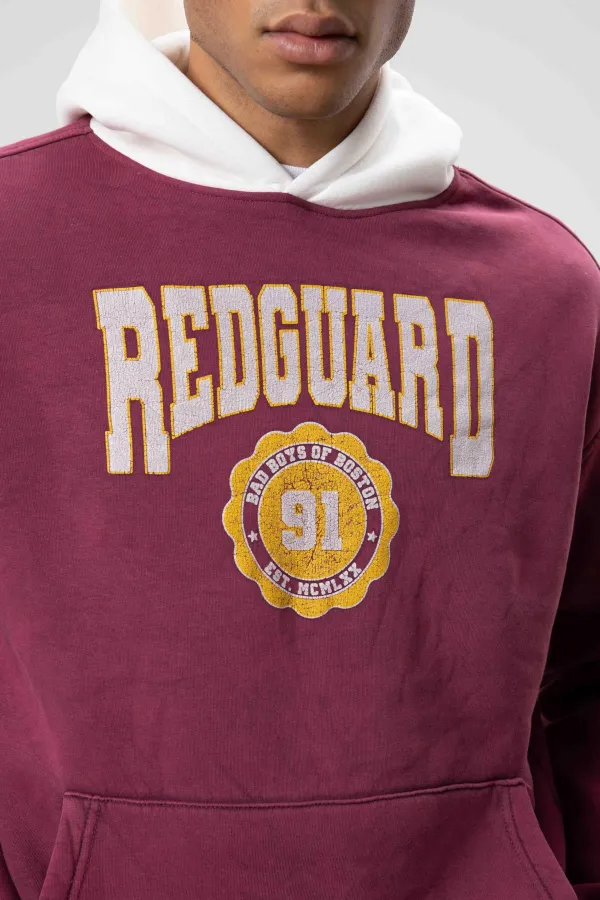 Oversize Printed Hooded Sweatshirt Burgundy