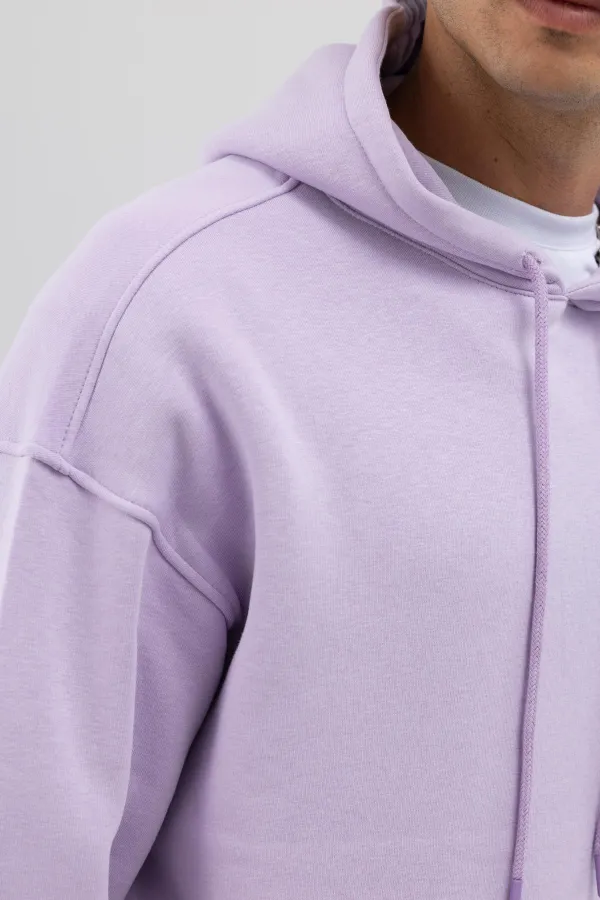 Sweat à capuche basique oversize lilas
