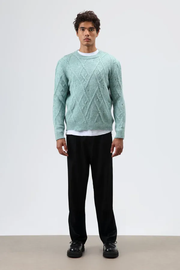 Pull oversize en maille à motifs menthe