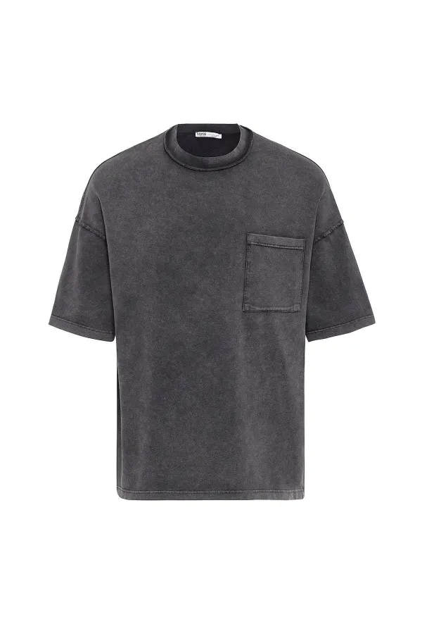 Washed Oversize Pocket T-Shirt Black Washed Oversize Pocket T-Shirt Black