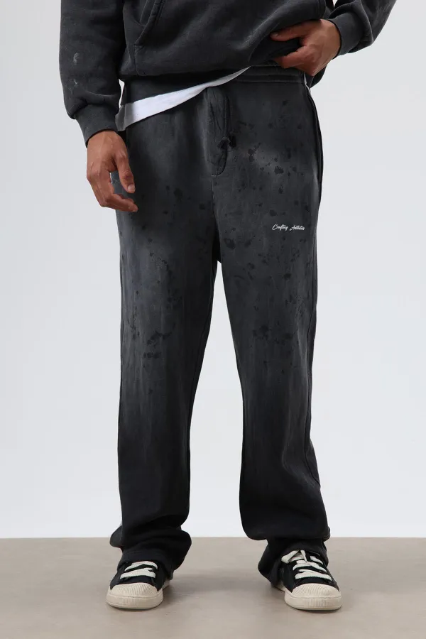 Yıkamalı Oversize Eşofman Takım Siyah