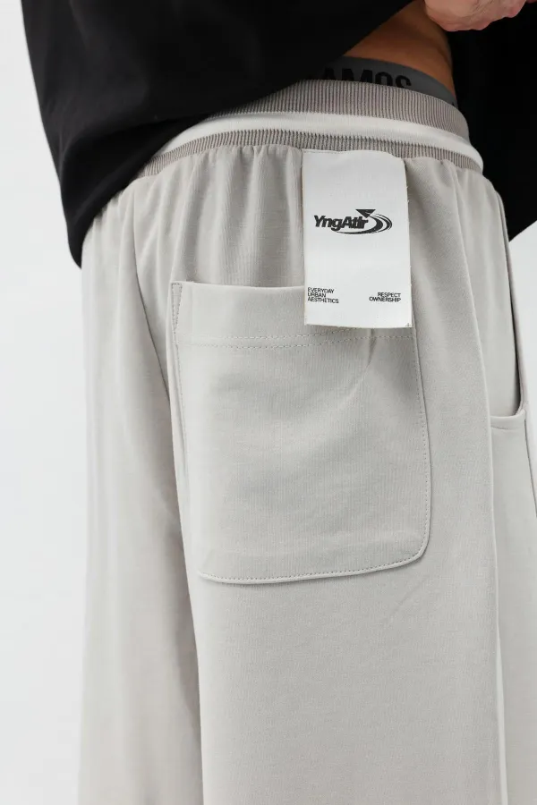 Bağcıklı Baggy Fit Eşofman Alt Ice Grı