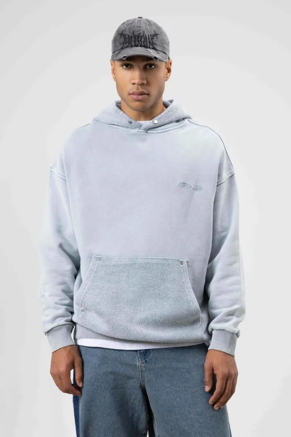 Sweat à capuche gris oversize à imprimé délavé