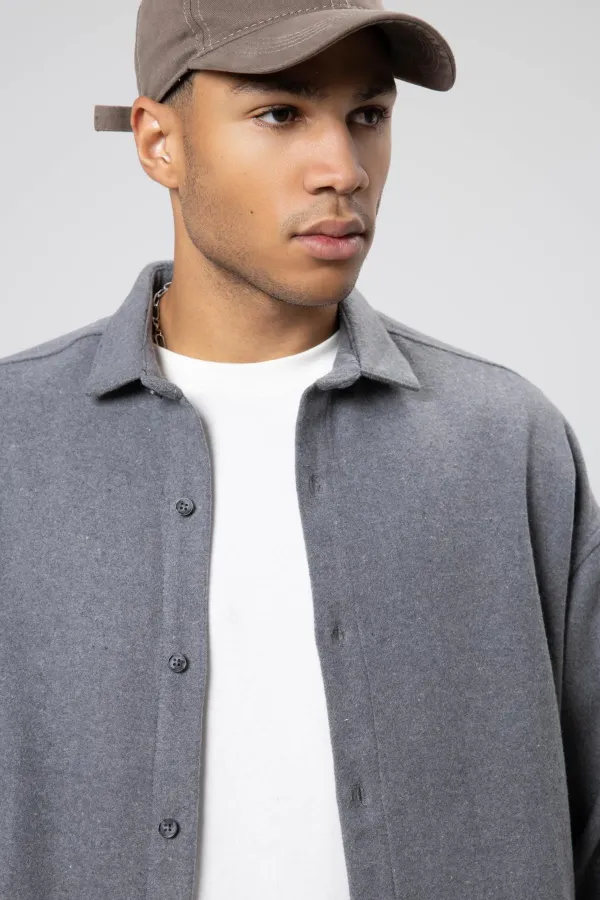 Veste chemise oversize texturée grise