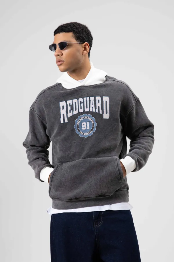 Sweat à capuche imprimé oversize noir