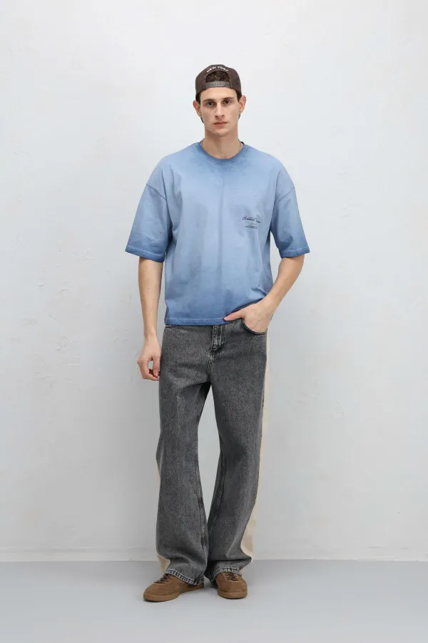 Yan Şeritli Baggy Fit Jean Antrasit