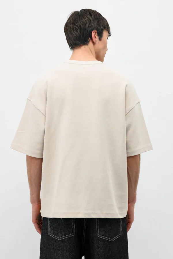 Baskılı Oversize Tişört Taş
