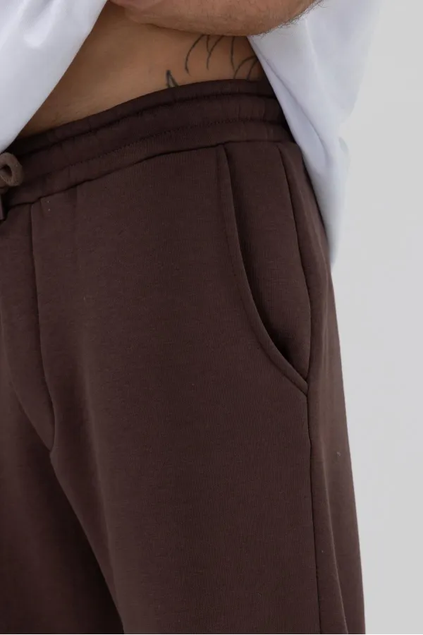 Basic Paça Lastikli Eşofman Alt Kahve