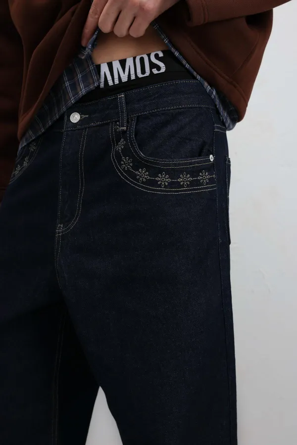 Relaxed Fıt Jean Koyu Mavi