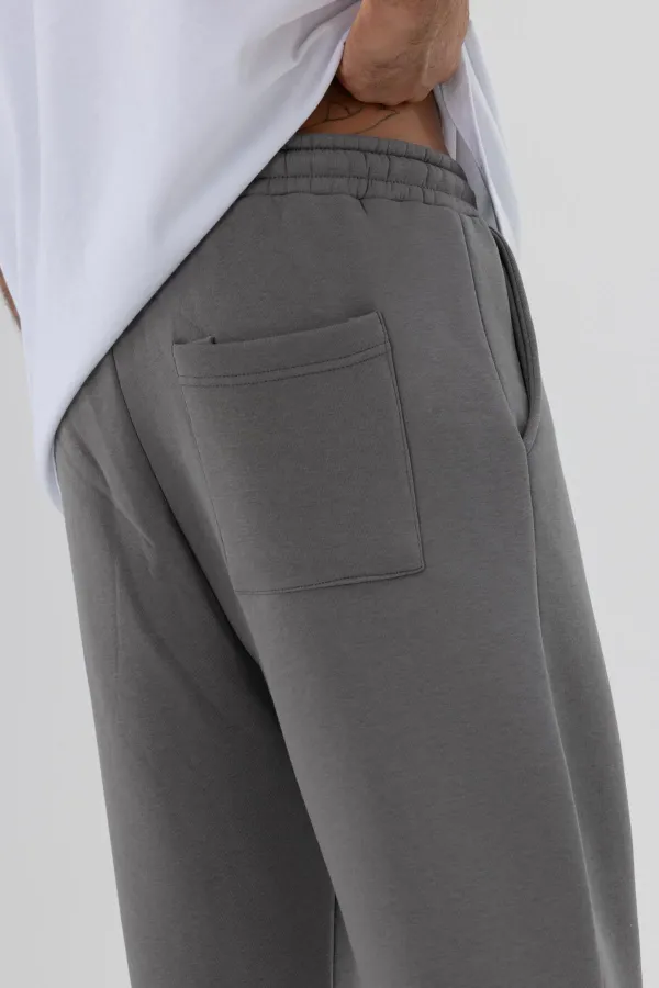 Basic Paça Lastikli Eşofman Alt Füme