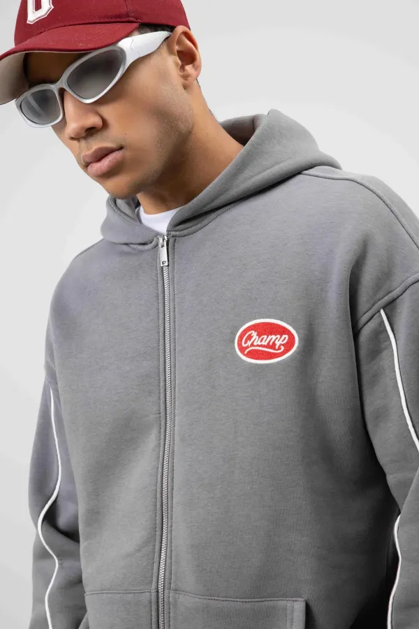 Çizgi Detaylı Oversize Eşofman Takım Füme