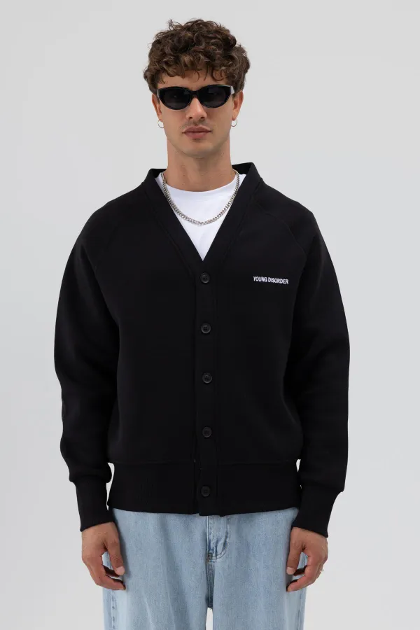 Sweat-shirt oversize à boutons noir