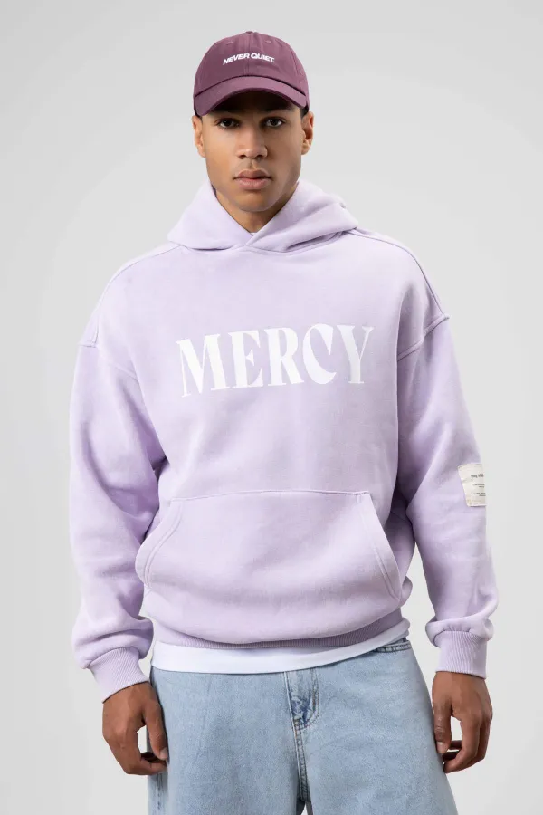 Card Detail Washed Oversize Sweatshirt Lilac