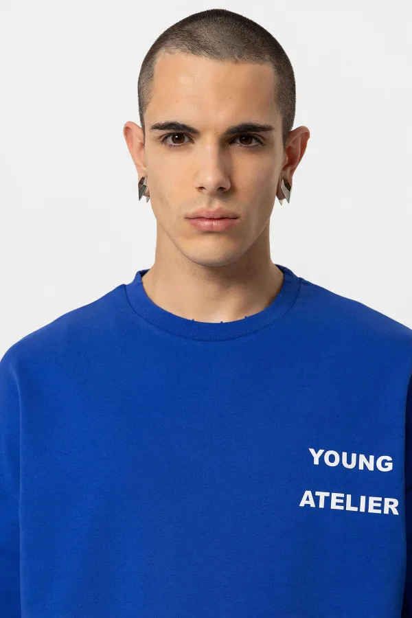 Young Atelıer Baskılı Şort Takım Saks