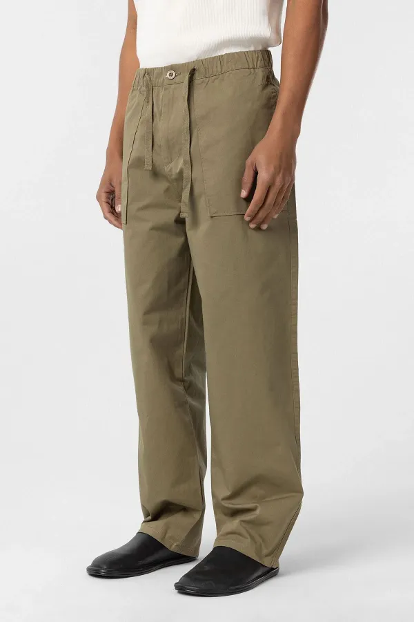 Baggy Fit Gabardine Trousers Khaki