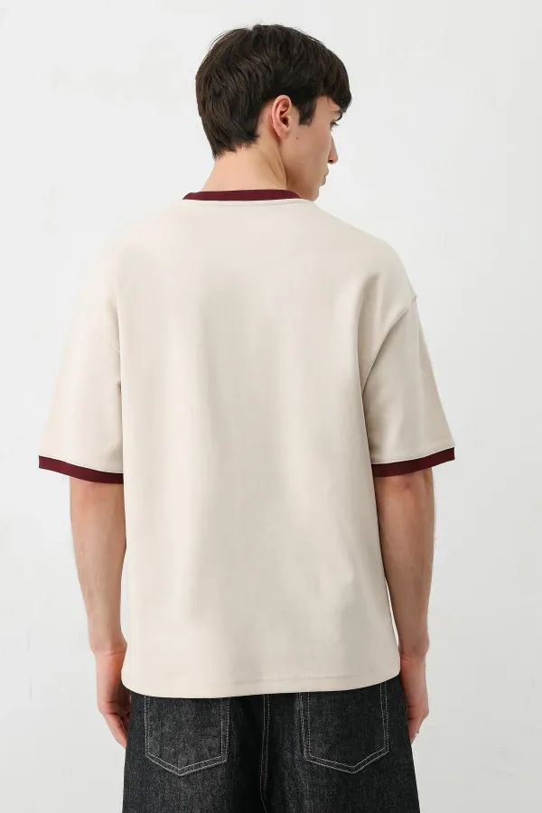 Printed Crew Neck Oversize T-Shirt Stone