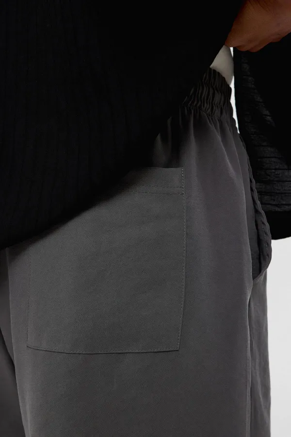 Oversize Modal Kumaş Bermuda Şort Antrasit