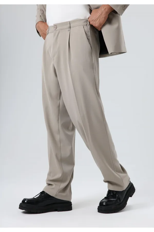 Costume croisé coupe décontractée couleur pierre