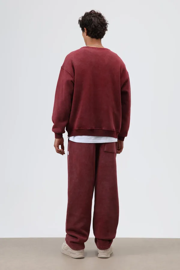 Washed Baggy Sweatpants Burgundy
