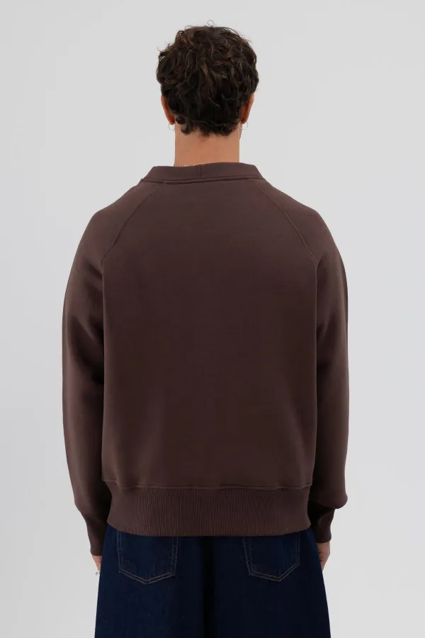 Sweat-shirt oversize à boutons, marron