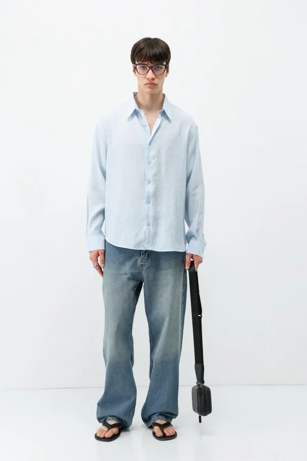 Modal Fabric Oversize Shirt, Baby Blue