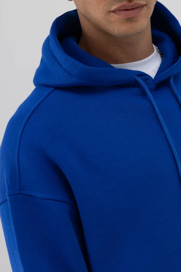 Sweat à capuche oversize basique bleu marine