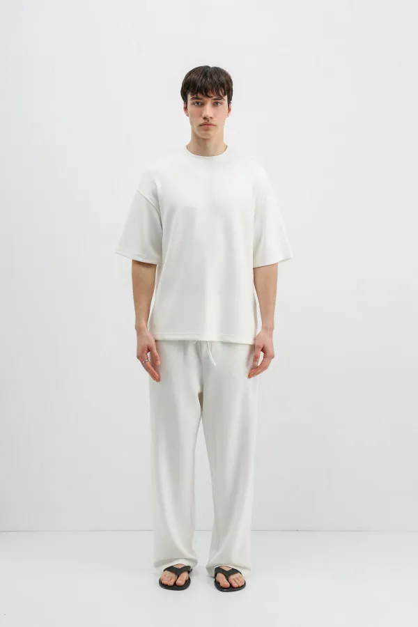 Modal Karışımlı Baggy Eşofman Alt Ekru
