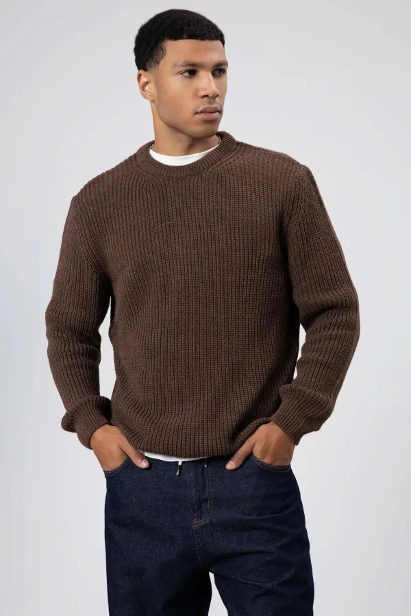 Bisiklet Yaka Oversize Triko Kazak Vizon