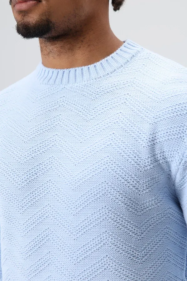 Pull oversize à col rond bleu ciel