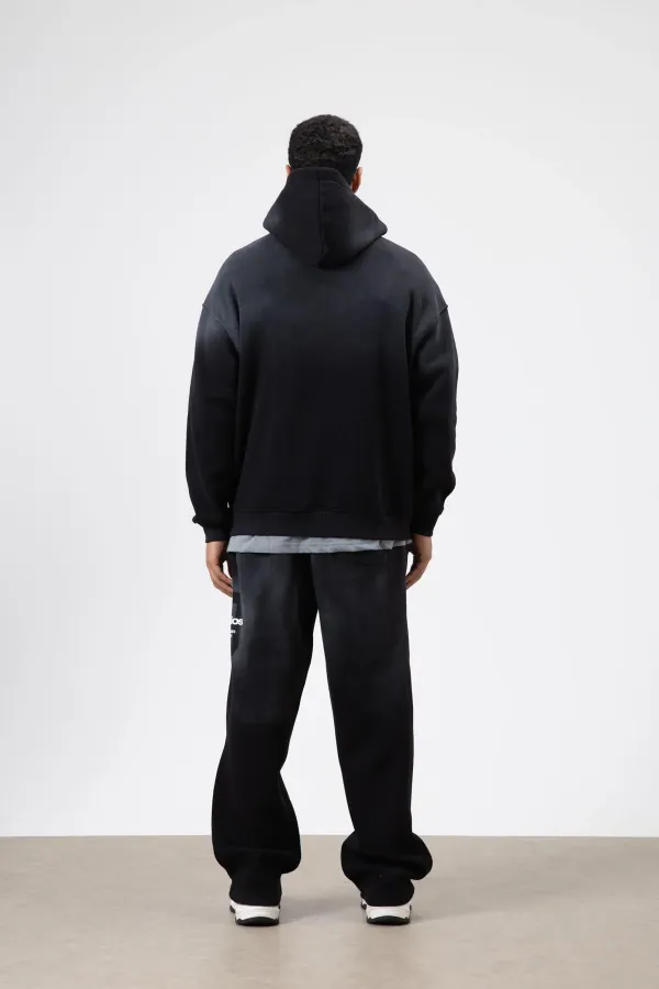 Oversize Baskılı Eşofman Takım Siyah Oversize Baskılı Eşofman Takım Siyah