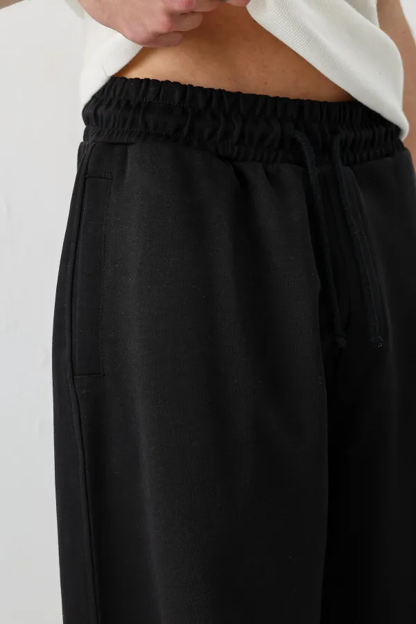 Balloon Fit Eşofman Alt Siyah