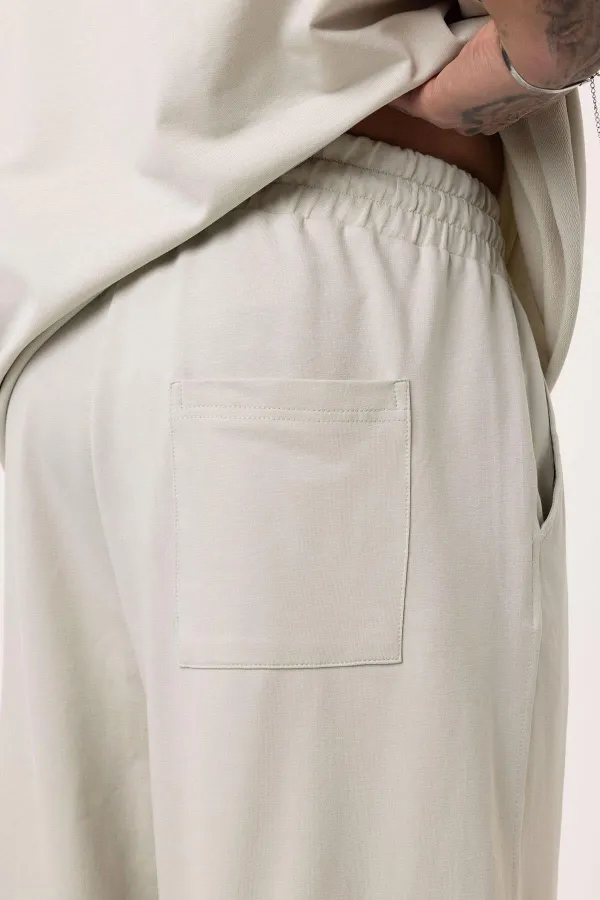 Etiket Detaylı Oversize Eşofman Takım Buz Grisi