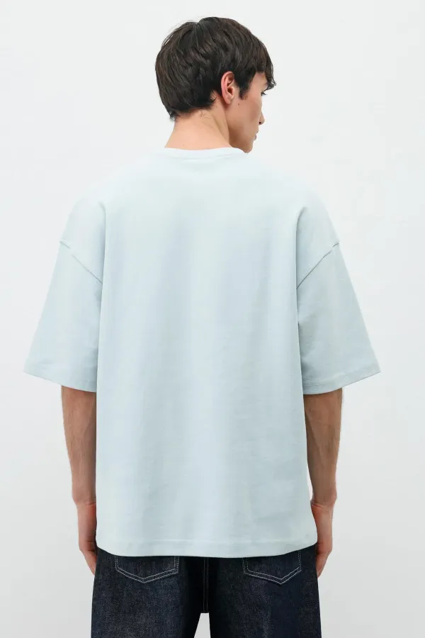 Baskılı Oversize Tişört Bebe Mavi