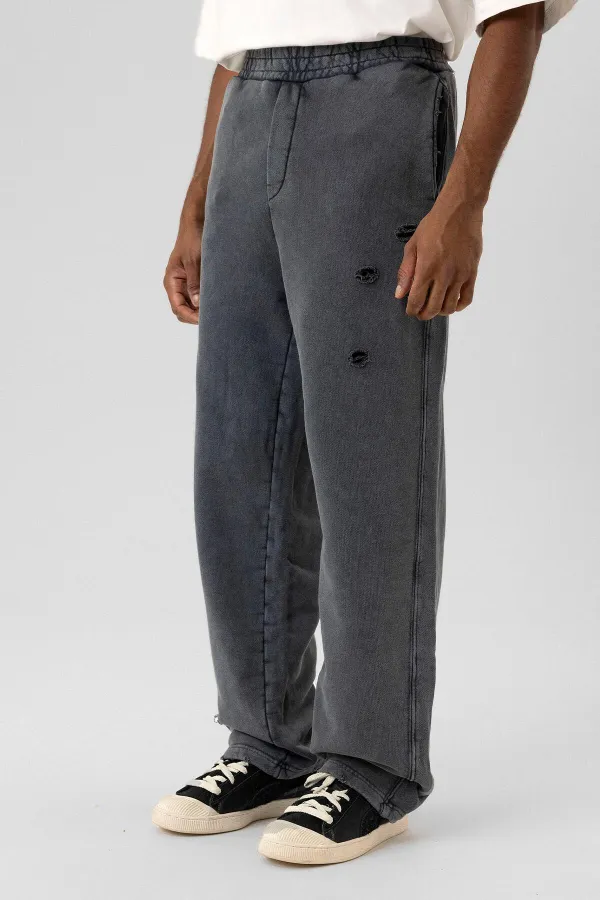 Premıum Yıkamalı Yırtık Detaylı Oversize Eşofman Takım Antrasit