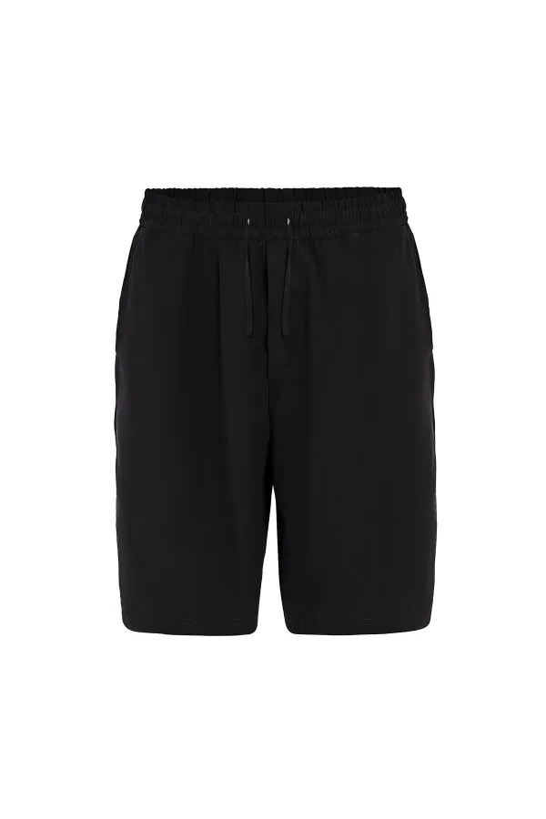 Oversize Modal Kumaş Bermuda Şort Siyah