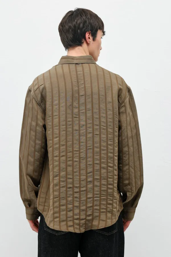 Striped Oversize Shirt Khaki